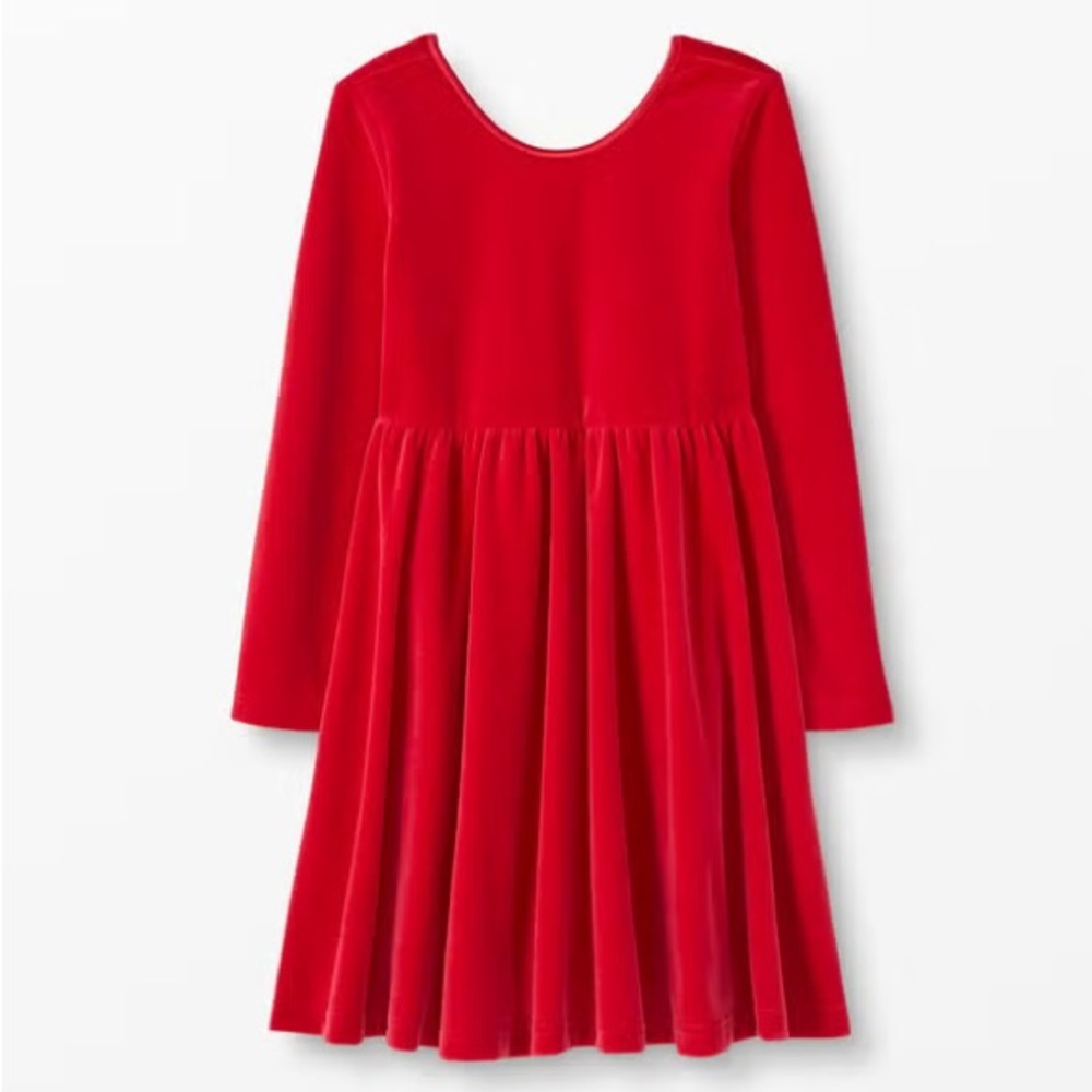 Hanna Andersson Velour Skater Dress in Red Size 4
